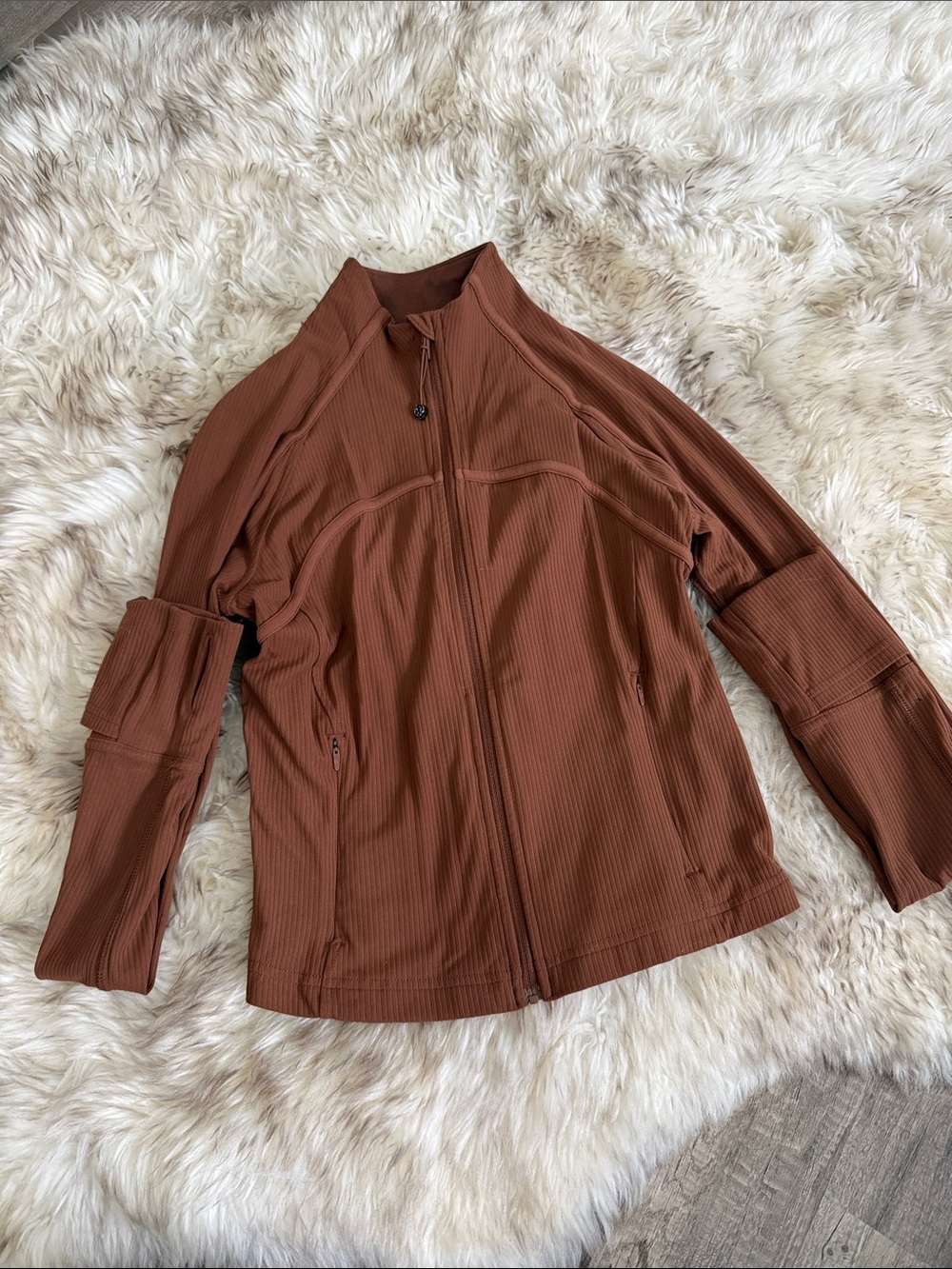 lululemon athletica Ribbed Full-Zip Jacket - Rust Brown